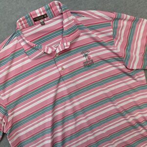Peter Millar Golf Polo Shirt Mens XL Pink Striped Summer Comfort Provo Turks‎